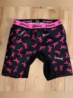 Padded Slide Softball Shorts Small Black Compression Pink Breast Cancer Ribbon